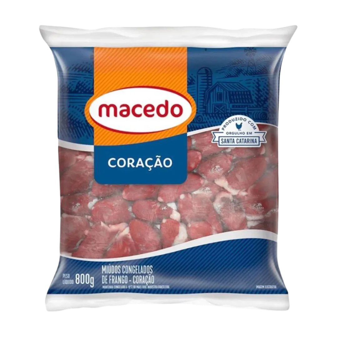 Coração de Frango Macedo Congelado Pacote com 800g