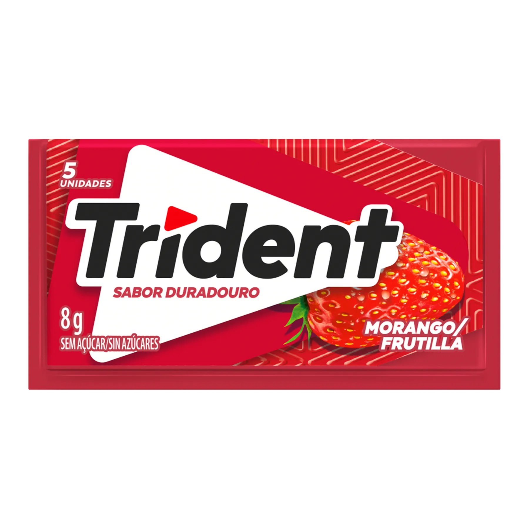 Trident Chiclete Sem Açúcar Sabor Morango Com 5 Unidades