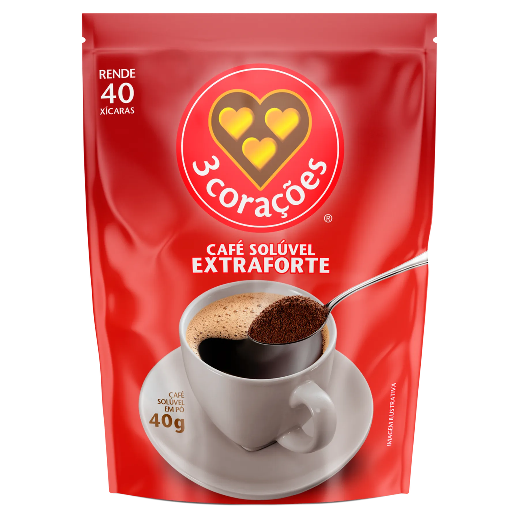 Café Solúvel 3 Corações Refil Tradicional Extra Forte 40g