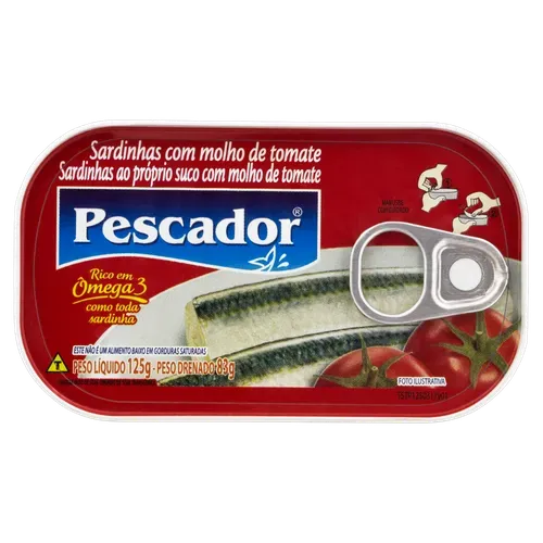 Sardinha Com Molho De Tomate Pescador Lata 83g