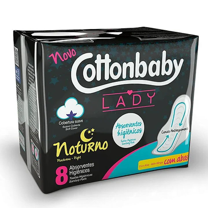 Absorvente Cottonbaby Suave Com Abas Noturno 8 Uni
