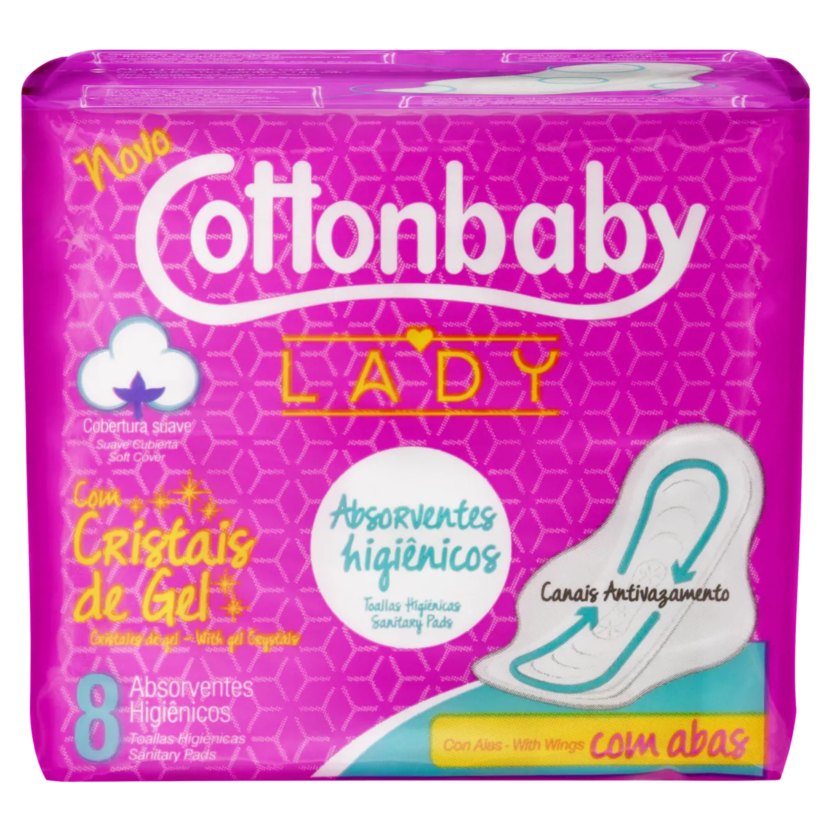 Absorvente Higiênico Cottonbaby Lady Suave Com Abas 8 Unidades