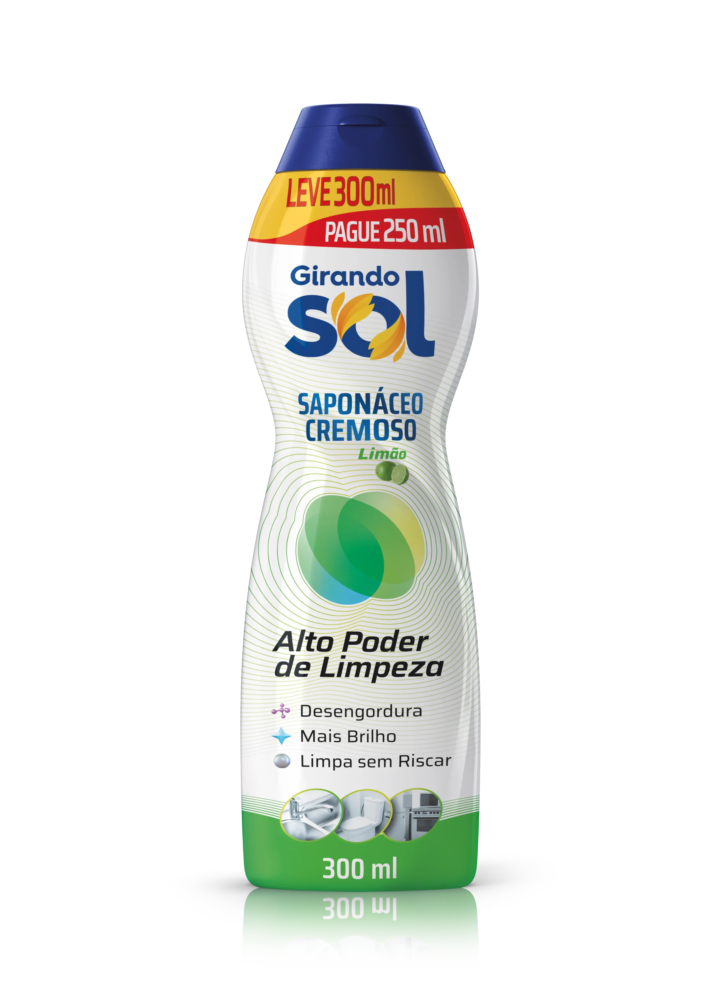 Saponáceo Cremoso Girando Sol Limão 300ml