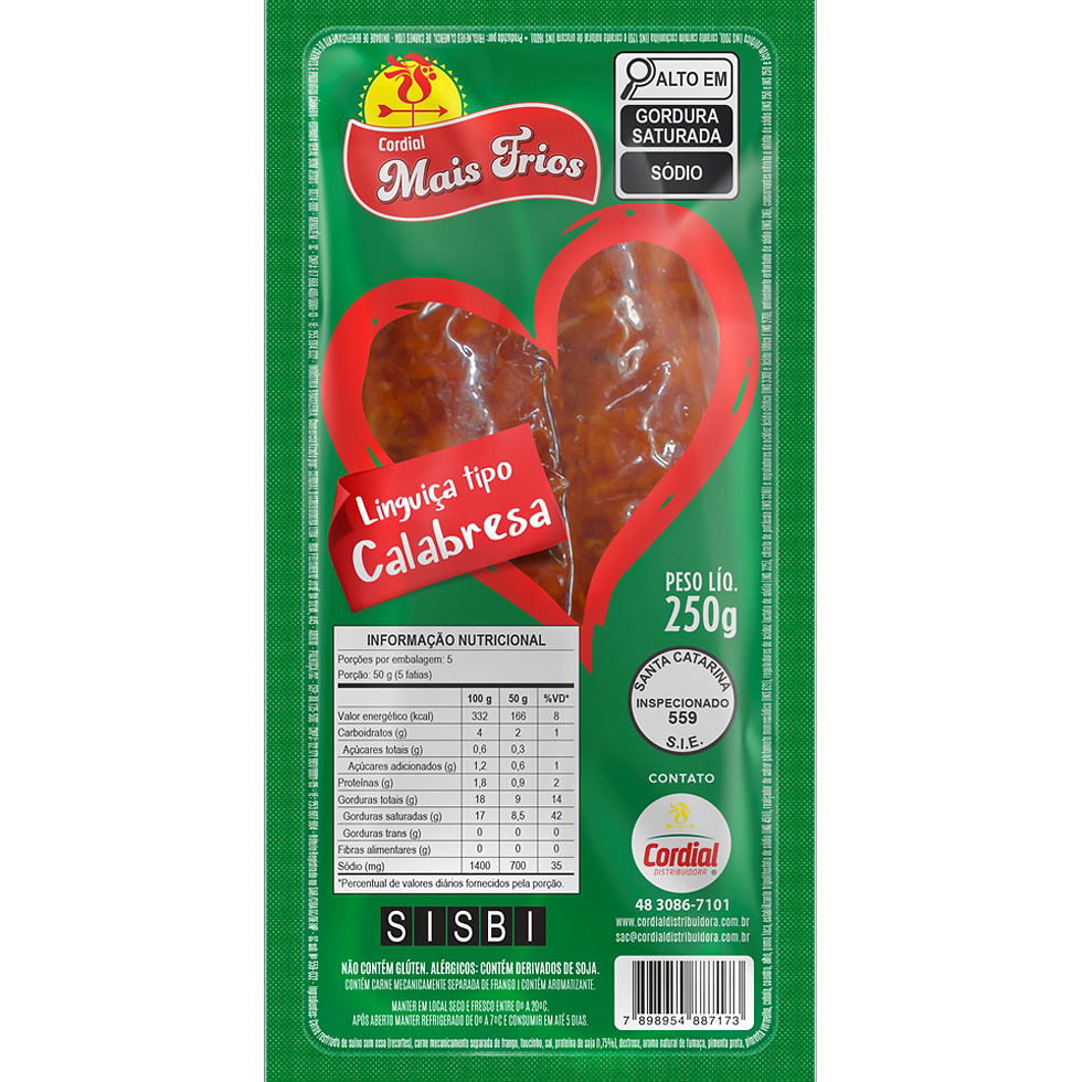 Linguiça Tipo Calabresa Curva Grossa Mais Frios 250g